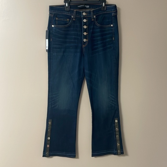 Veronica Beard Carolyn green Side Vent Button Fly 10" Baby Boot Jeans Women's 30 - Picture 8 of 9